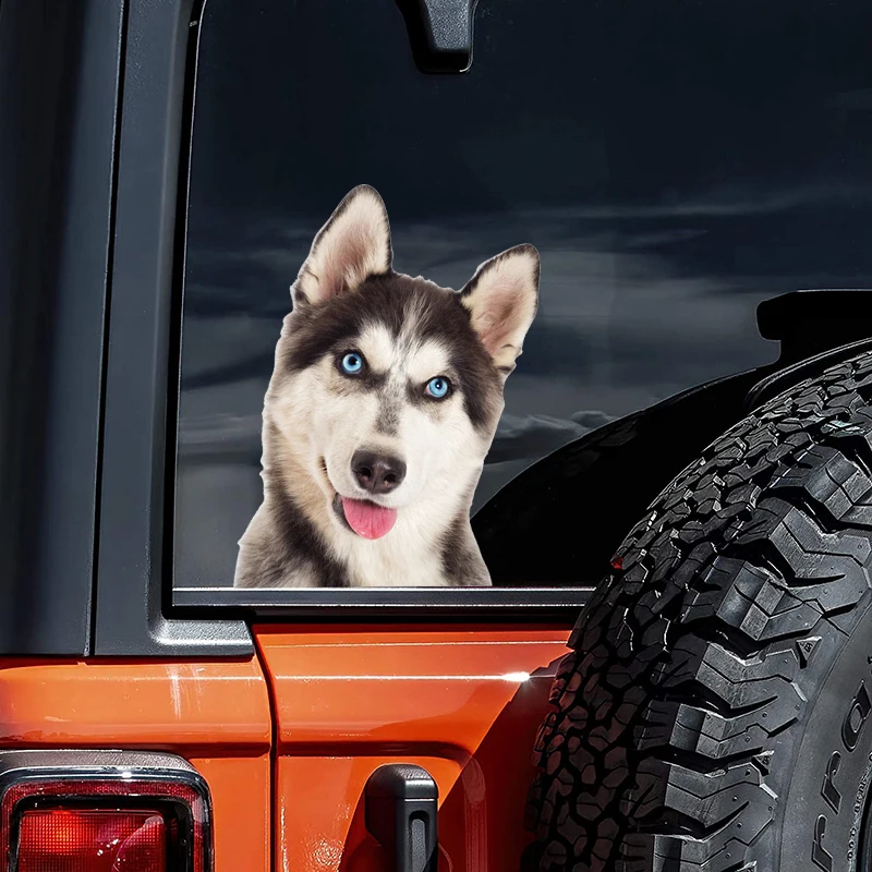 V1375 # Pegatinas de Husky siberiano para coche, autoadhesivas impermeables para cubrir arañazos, accesorios decorativos para motocicleta, 14x18cm