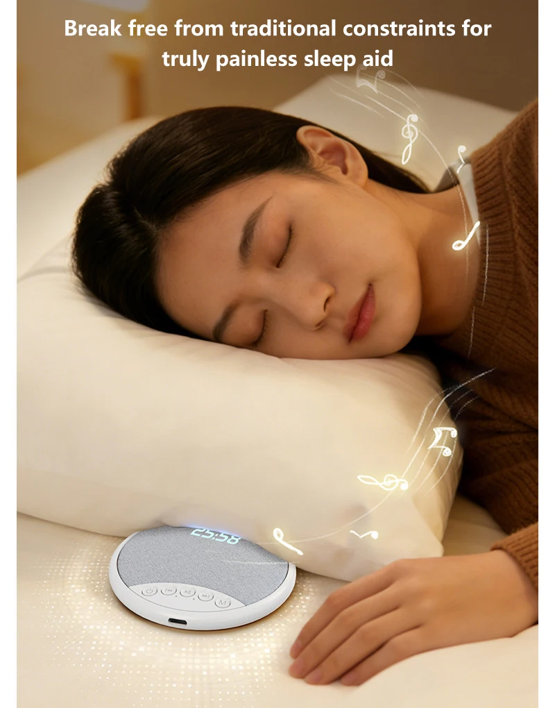 Lenovo Kissen-Lautsprecher HiFi Schlaf-Soundmaschine Weißes Rauschen Bluetooth 5.4 Lautsprecher Digitaler Wecker Timer Lange Akkulaufzeit – Detail 5