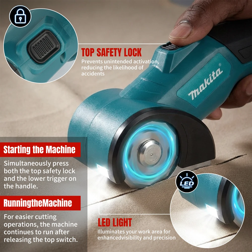 For Makita CP730 Portable Electric Fabric Cutter, Rechargeable Multi-purpose Cutting Tool for Cloth, Leather and Canvas