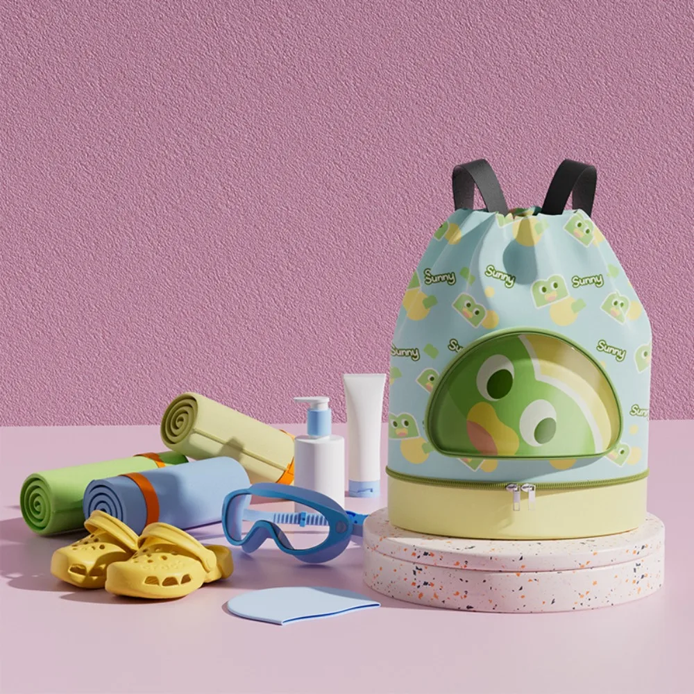 Dry and Wet Separation Children's Swimming Bag Large Capacity Waterproof Cartoon Swim Backpack Portable Storage Bag Beach Bag