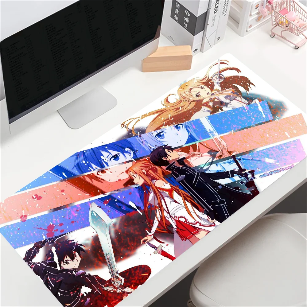 

Anime Sword Art Online Rubber Mousepad Computer Lock Edge Keyboard Mat Non-slip PC Desk Pad 900x400mm Mousepad Dropshopping Gift