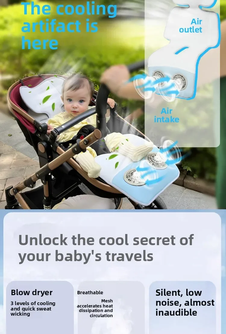 

Внешний внешний аккумулятор с зарядкой через USB, съемный бесшумный вентилятор, вентиляционный чехол, шелковый чехол для детской коляски, крутой чехол для автомобильного защитного сиденья