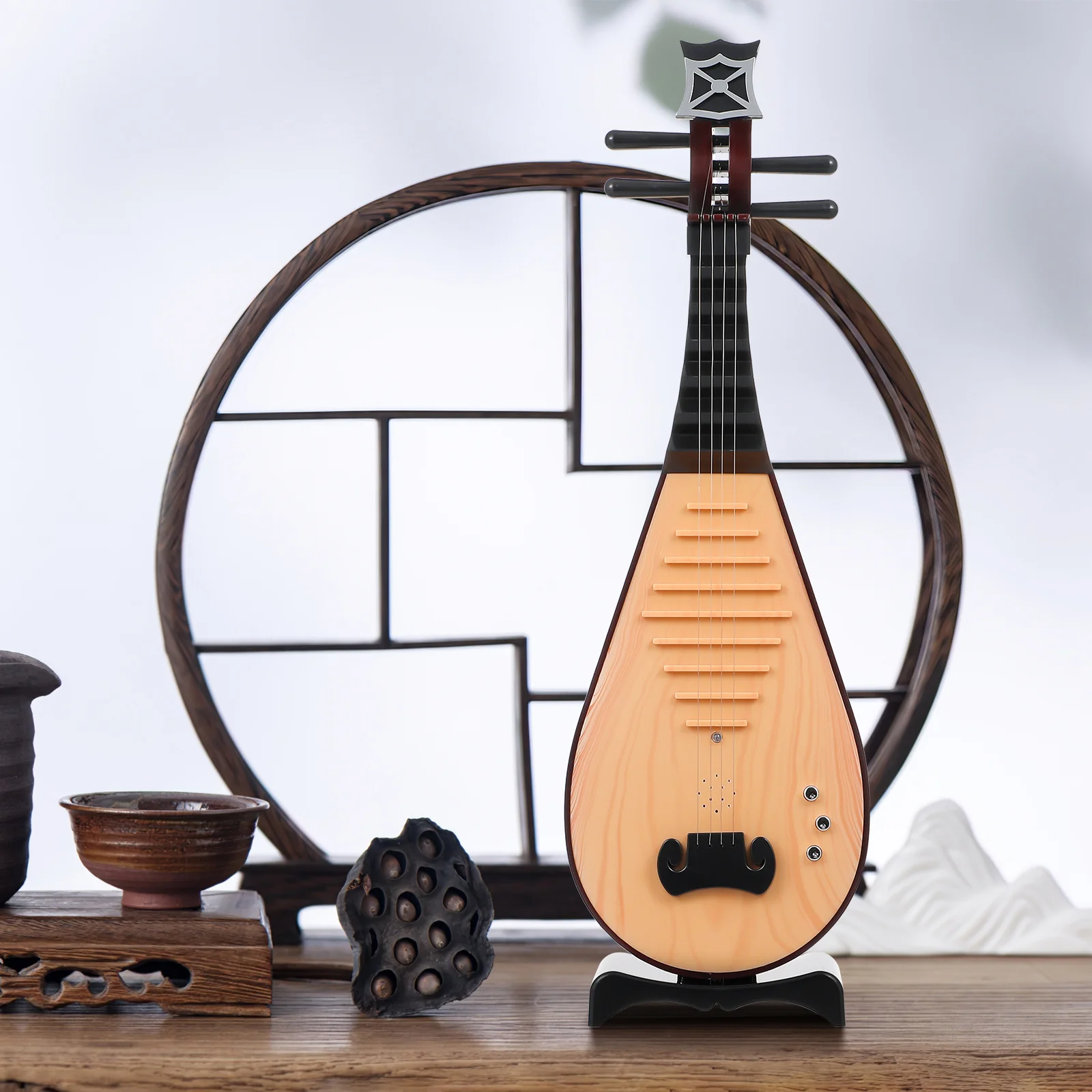 

1Pcs Exquisite Chinese Lute Decoration Retro Music Instrument Bright Office Party Decor Ideal for Traditional