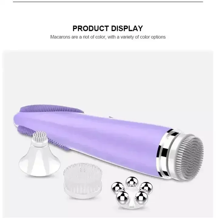 Electric 4 in1 Silicones Blackhead Exfoliatings Skin Tightening Massage Home Spa Face Cleaner Care Cleansing Face Brush Cleanser
