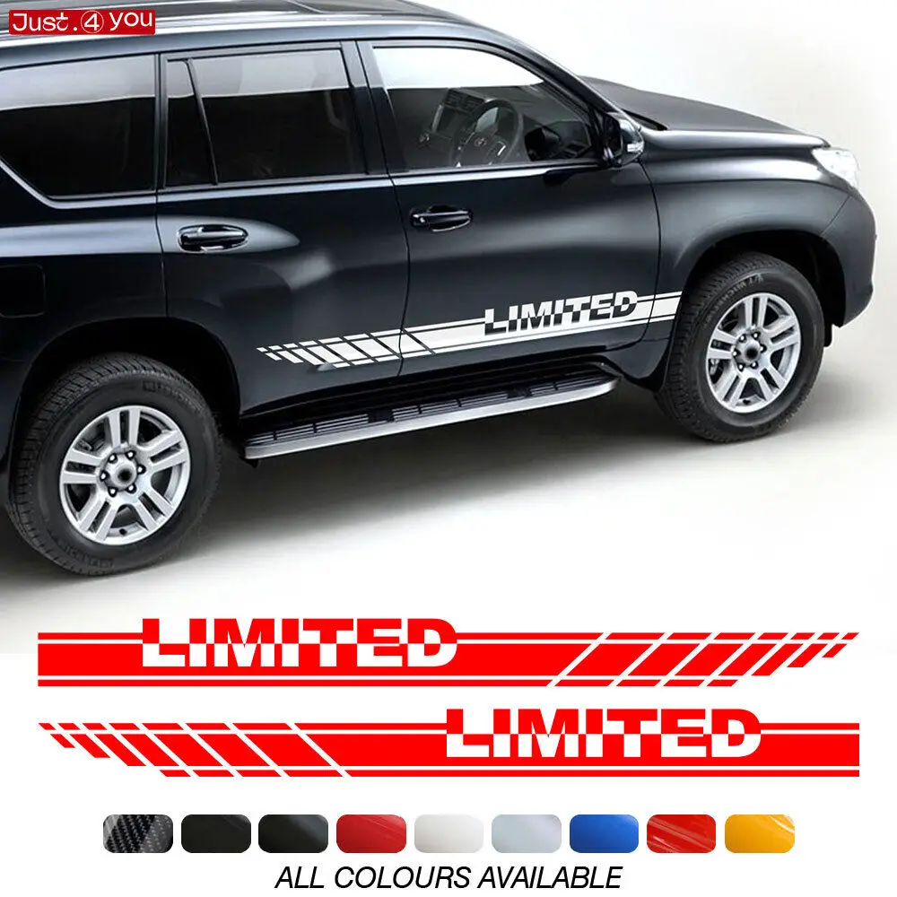 For Toyota Prado J150 2010-2023 Decor Stickers Car Body Side Skirt Rocker Panel Stripes LIMITED Graphics