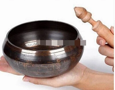 

Hermoso Antiguo Budismo Tibetano Cuprum Mantra Cuenco 9 cm de bronce Al Por Mayor Cuencos China wholesale factory Bronze Arts