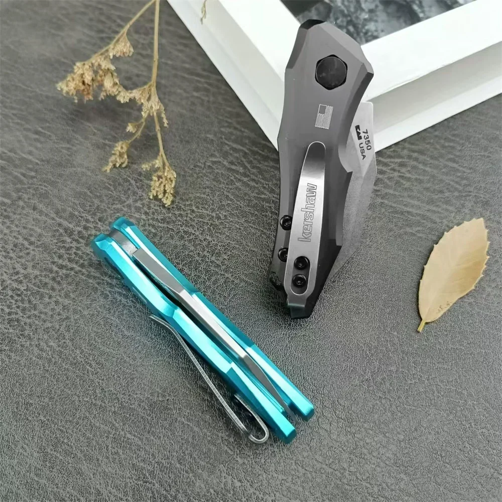 NEW KS 7350 Folding Pocket Knife D2 Blade Aluminum Alloy Handle High Quality Outdoor EDC Survival Hunting Camping Hiking Tools