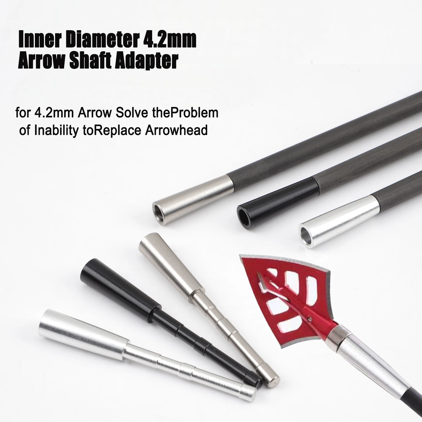 ID 4.2mm Aluminium/stainless Steel Arrow Insert Connector Fit  ID4.2mm Arrow Archery DIY Arrowhead Adapter Points Insert Connec