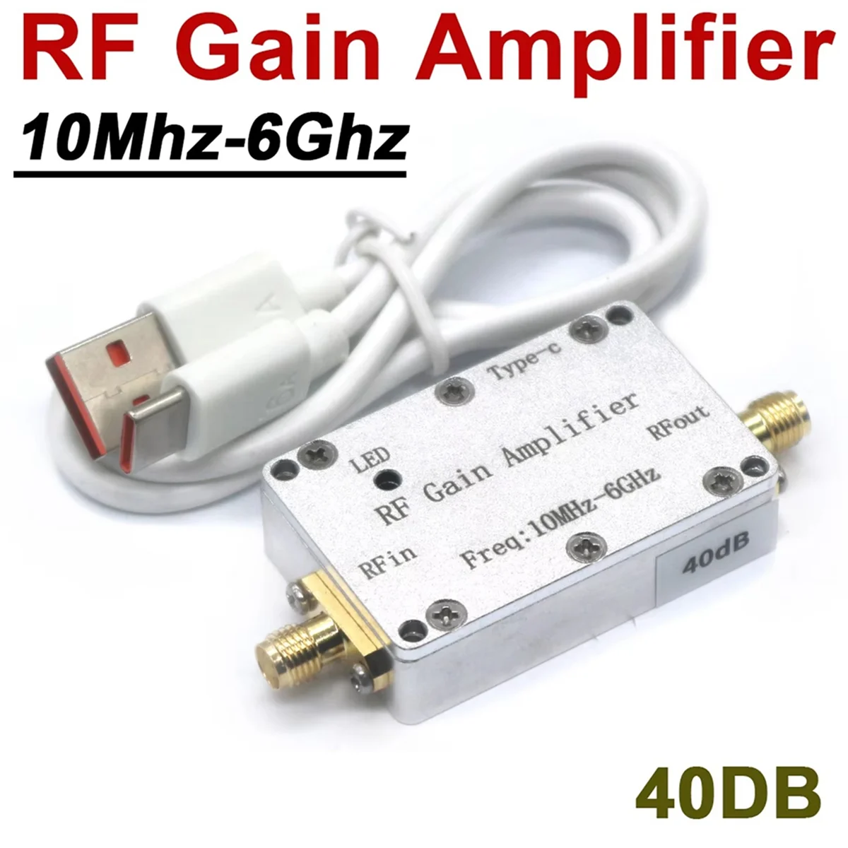 1Pcs LNA 10M-6GHz RF Gain Amplifier High Flatness RF Power Amplifier Drive Signal Receiver 433M 1.2G 1.5G 2.4G 5.8G 40dB