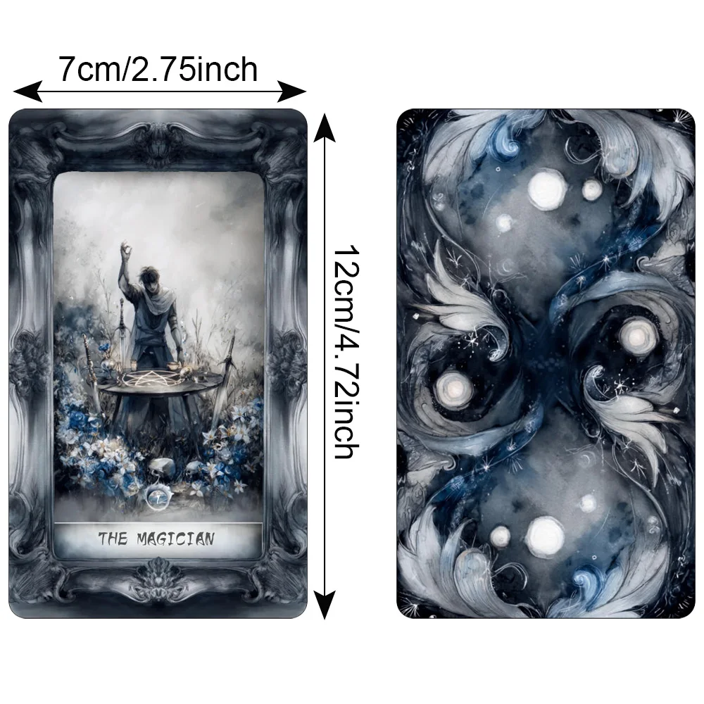 Dark Fantasy Tarot Deck, 78-Cards with Guidebook, Gothic-Style Taro Cards, Uncovering Hidden Truths, Fortune-telling Toy, 12x7cm