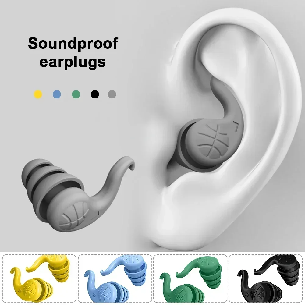 Silicone Soundproof Ear Plugs 3-Layers Protection for Sleep Noise Reduction Anti-Noise Sleeping Earplugs Swimming Earplugs