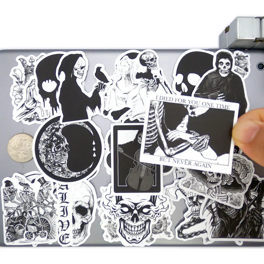 AliExpress HOTEMPO 50/100PCS Funny Gothic Stickers Skull Demon Monster Witch Cthulhu Retro Decals for Phone Laptop Bike