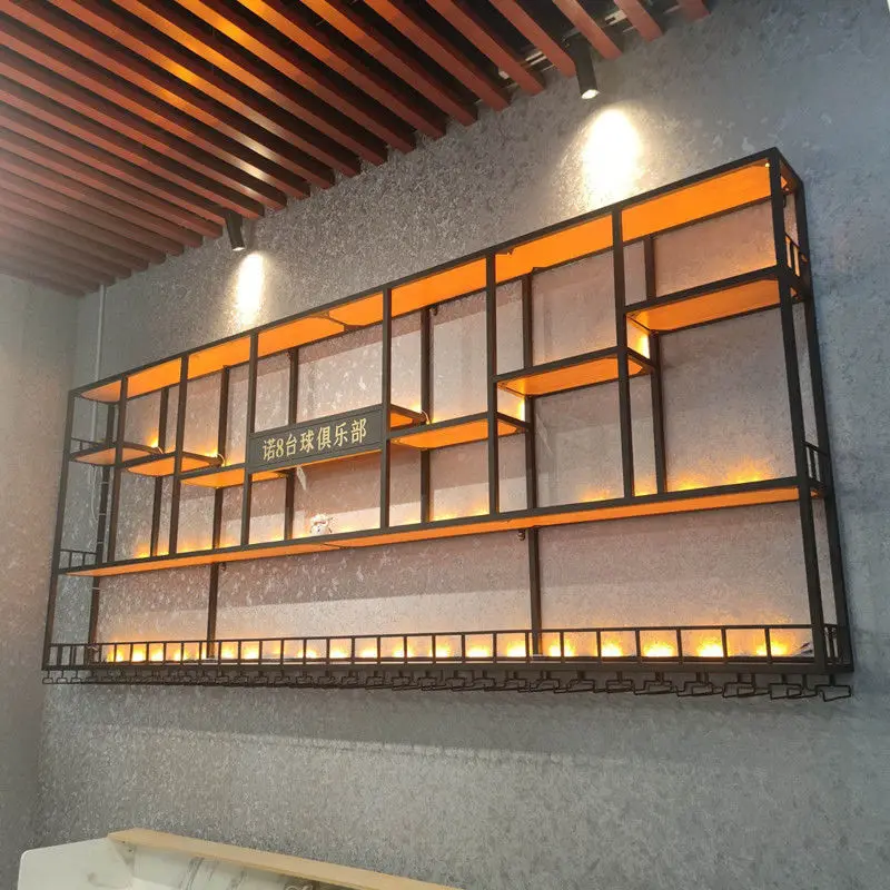 Wine cabinet against the wall Wall-mounted rack Industrial wind wrought iron display stand Wine rack