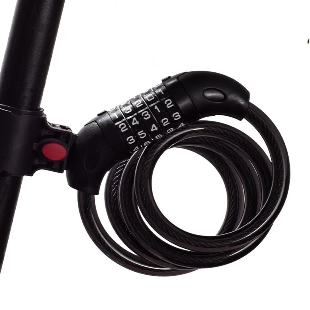

1pc Anti- Steel Wire Cable 5 Digit Combination Bike Lock For Bicycle Motorcycle Security Spiral Lock Black