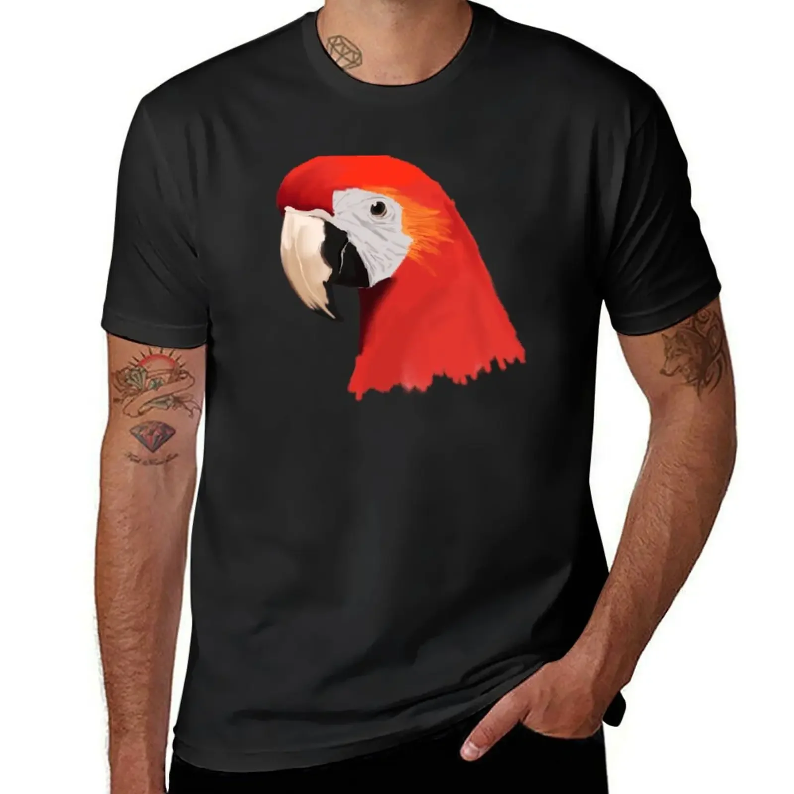 

parrot T-Shirt man clothes cute tops vintage t shirts black t shirts for men