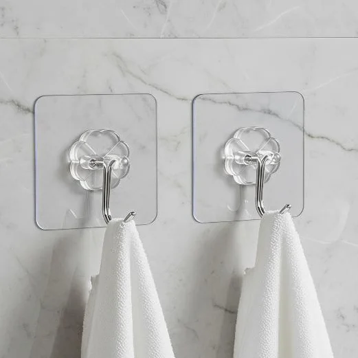 Transparent Self Adhesive Wall Hooks Multipurpose Key Towel Holder For Kitchen Bathroom
