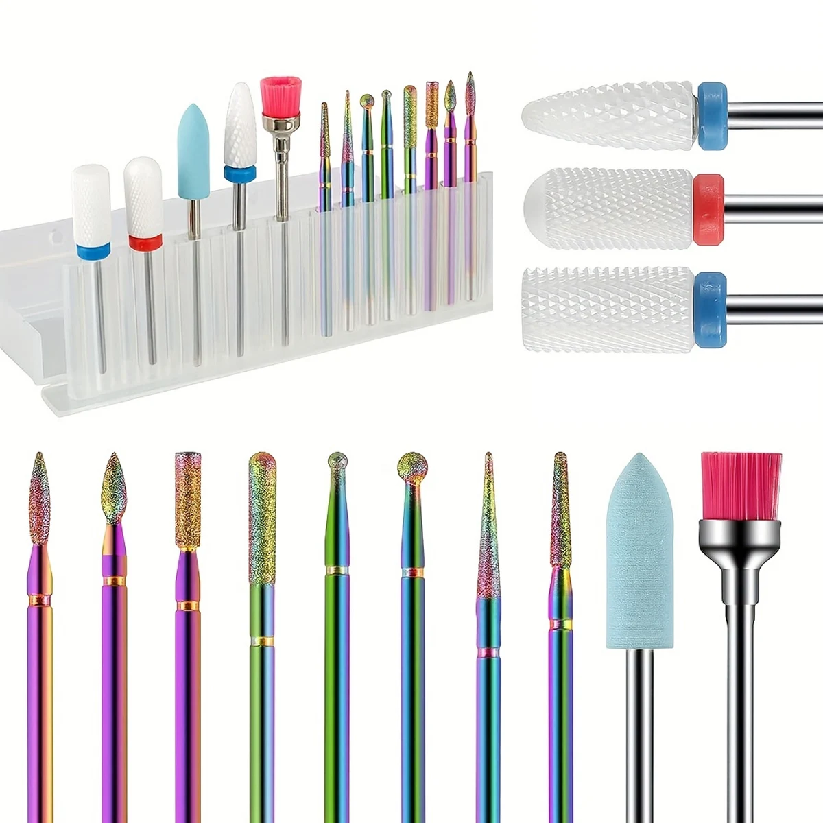 13 unids/caja juego de brocas de cerámica profesionales para uñas, lima de uñas eléctrica para manicura, para uñas y cutículas de Gel acrílico