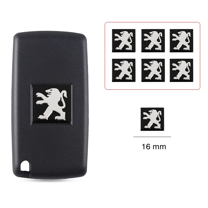 Pegatina para llave remota de coche, emblema de aluminio, decoración, calcomanía para Peugeot 206 307 308 3008 207 208 407 508 2008 408 4008 Rifter 5008