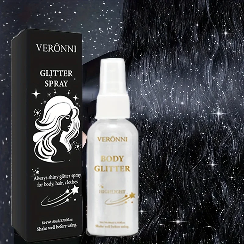 Spray resaltador con purpurina, spray para el cabello para la clavícula y el cuerpo, spray resaltador para fiestas navideñas