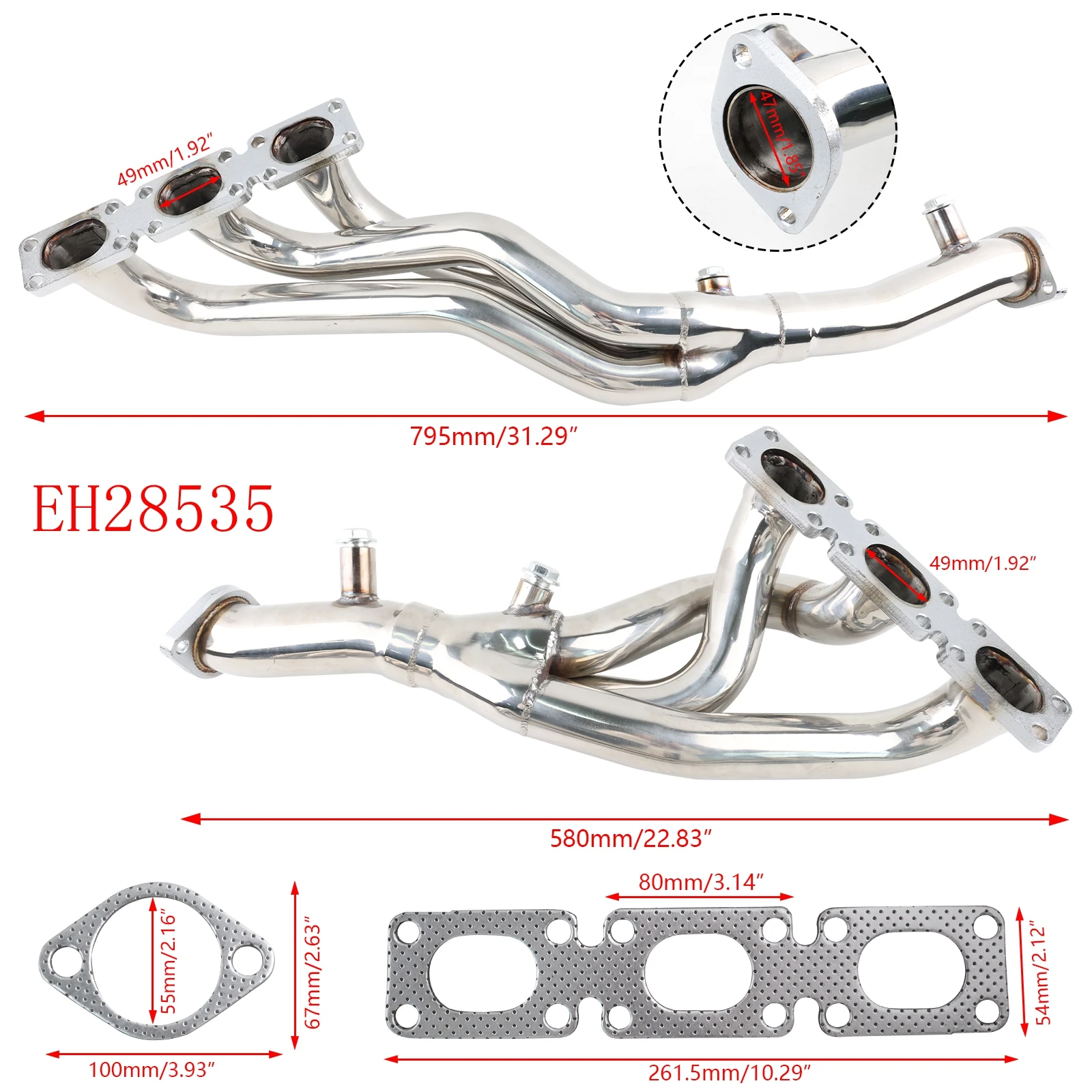 BMW 2000-2006 M54 (M54B22/M54B25/M54B30) 엔진용 배기 헤더 – E36/E46/E93/E60 320i/325i/525i/530i 2.5L/3.0L EH28535