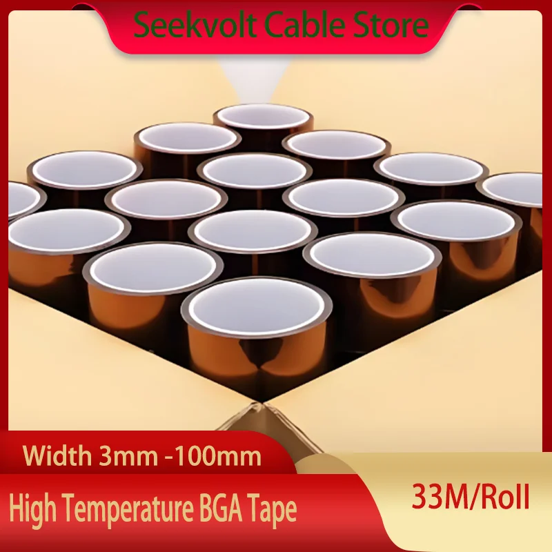 Electrical Tape 3mm - 100mm High Temperature BGA Tape Polyimide Adhesive Insulating Adhesive Tape 3D Printing Board Protection