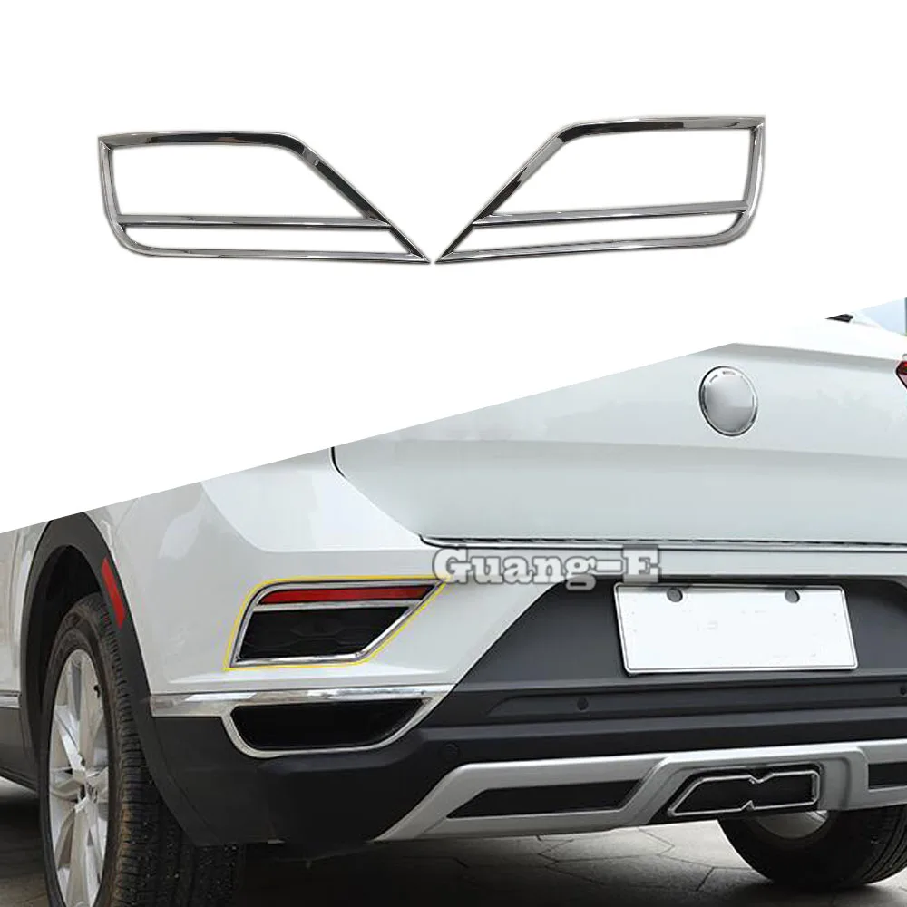 For Volkswagen VW T-ROC TROC 2017 2018 2019 2020 2021 Sticker ABS Chrome Cover Trim Back Tail Rear Fog Light Lamp Frame Parts