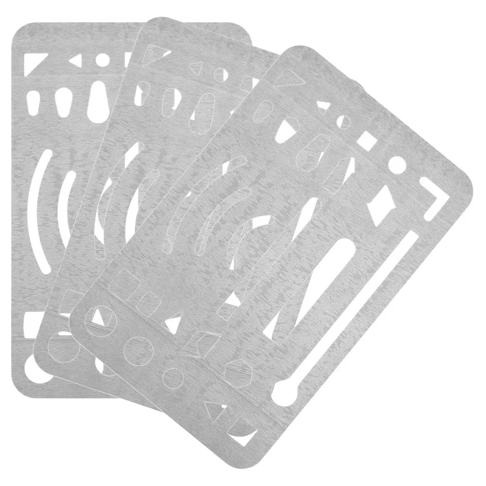 3pcs Stainless Steel Erasing Shield For Precision Drawing Drafting Tool Craft Equipment Ruler