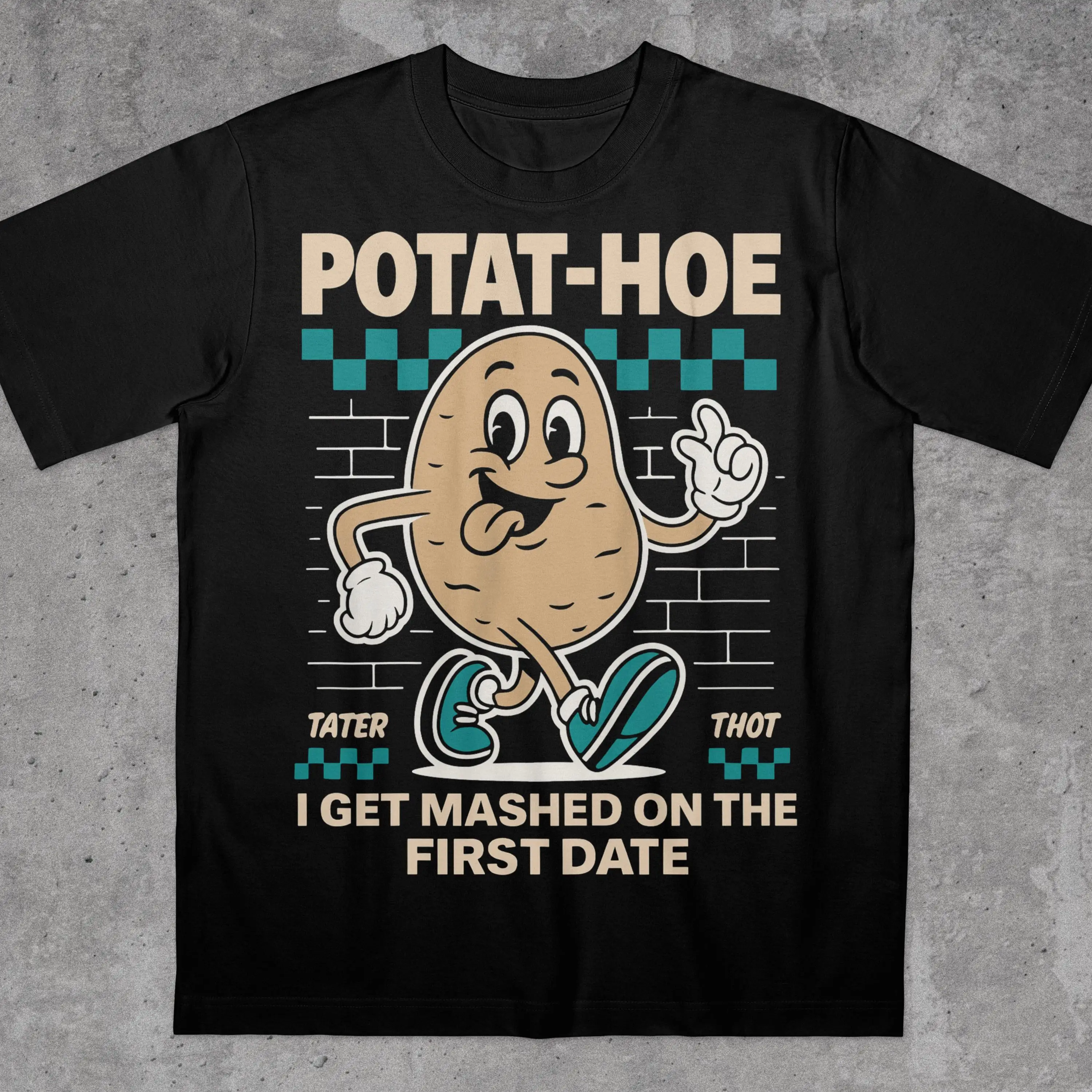 

Potat Hoe Funny Meme T-Shirt Men's and Women's Fashion Short Sleeve Cotton Tees Summer Shirt Y2k Tops Men Clothing Streetwear