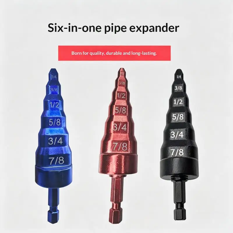 6 IN 1 Air Conditioner Copper Pipe Expander Swaging Drill Bit Tube Flaring Tool HVAC Refrigeration Maintenance Heavy Duty
