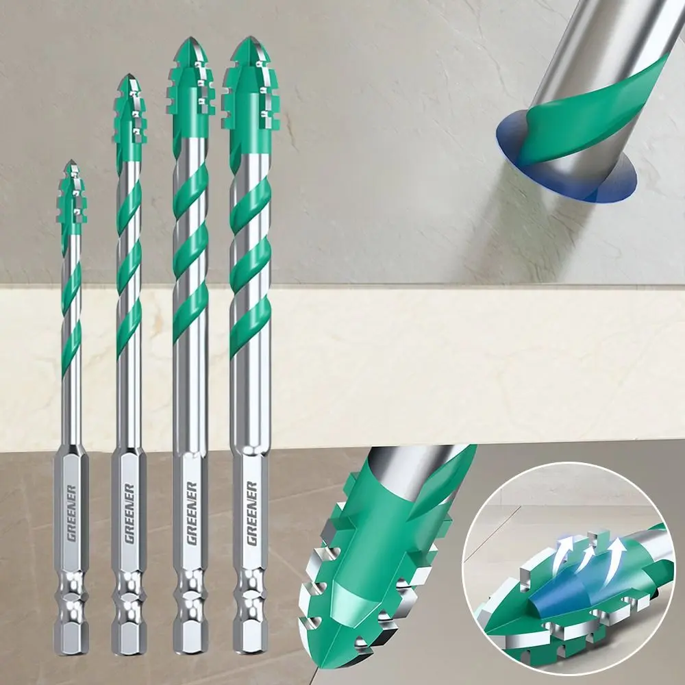 

Four-Edged Eccentric Drill Bit Skewed Head Serrated Concrete Drill Bit Set High Hardness Tile Drill Bit Drilling Tool