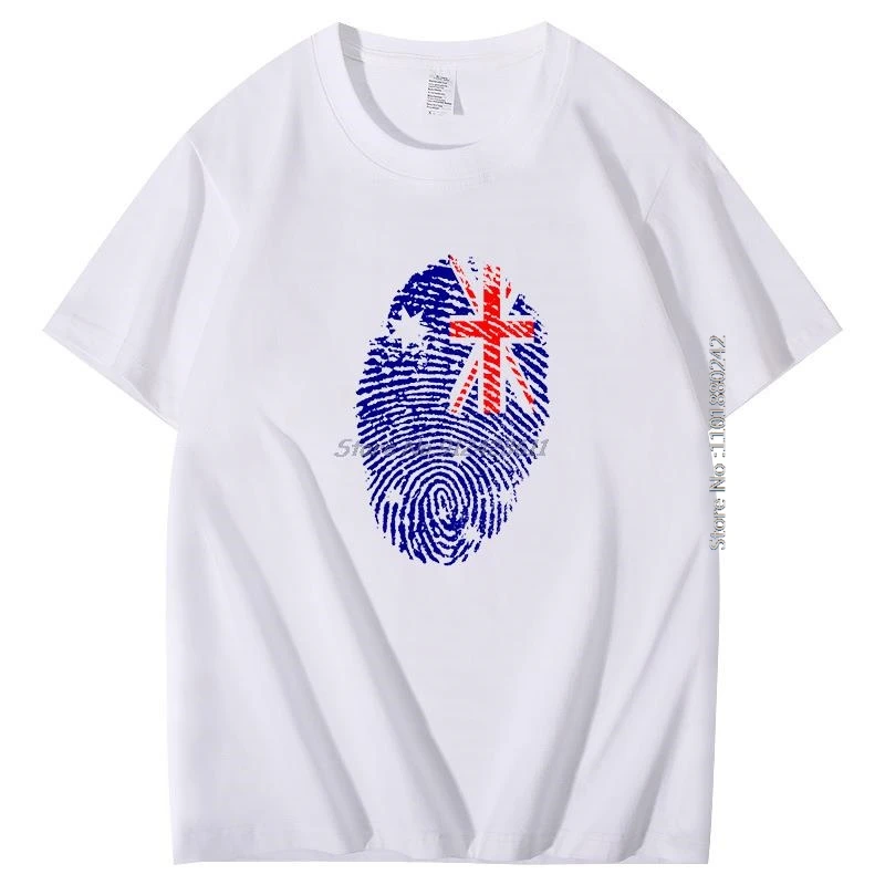 Summer Funny Graphic T Shirts Australian Turks And Caicos Flag Fingerprint men's Short Sleeve t-shirt Harajuku Mens Clothes