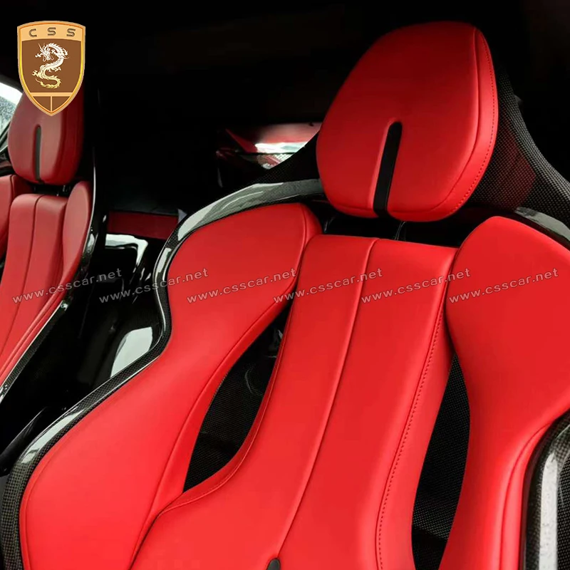 Fundas de Asiento de Carreras Rojas Personalizadas para Asientos Ferrari 458 488 812 SF90 F12 F8 296, Respaldo con Ángulo Ajustable Manualmente, Sin Airbag