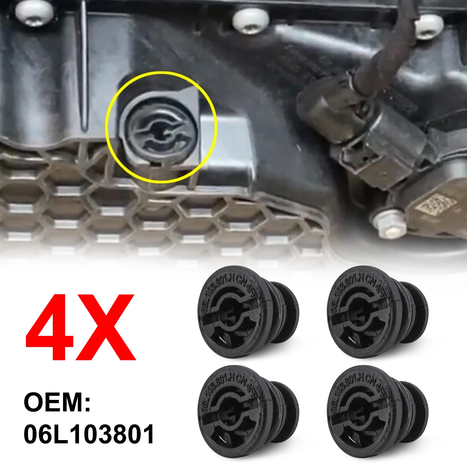 2/4/6/10pcs 06L103801 Engine Oil Drain Plug Screw CAP Sump Pan Nut Bolt Black for New Audi A4L/Q5 Volkswagen Golf Passat