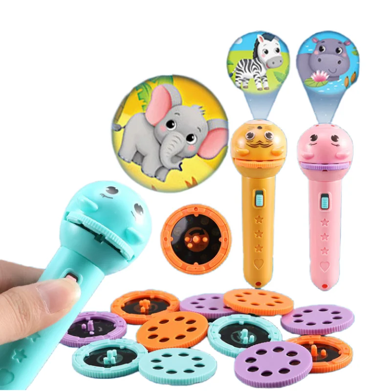 Children's Novelty Small Toy Luminous Projection Flashlight Baby Early Education Cartoon Fun Pattern Kaleidoscope Holiday Gift