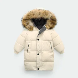 Chaquetas de plumón para niños, abrigos gruesos para adolescentes, Parkas cálidas, ropa para niños de 3 a 10 años, prendas de vestir exteriores con Cuello de piel grande, moda de invierno