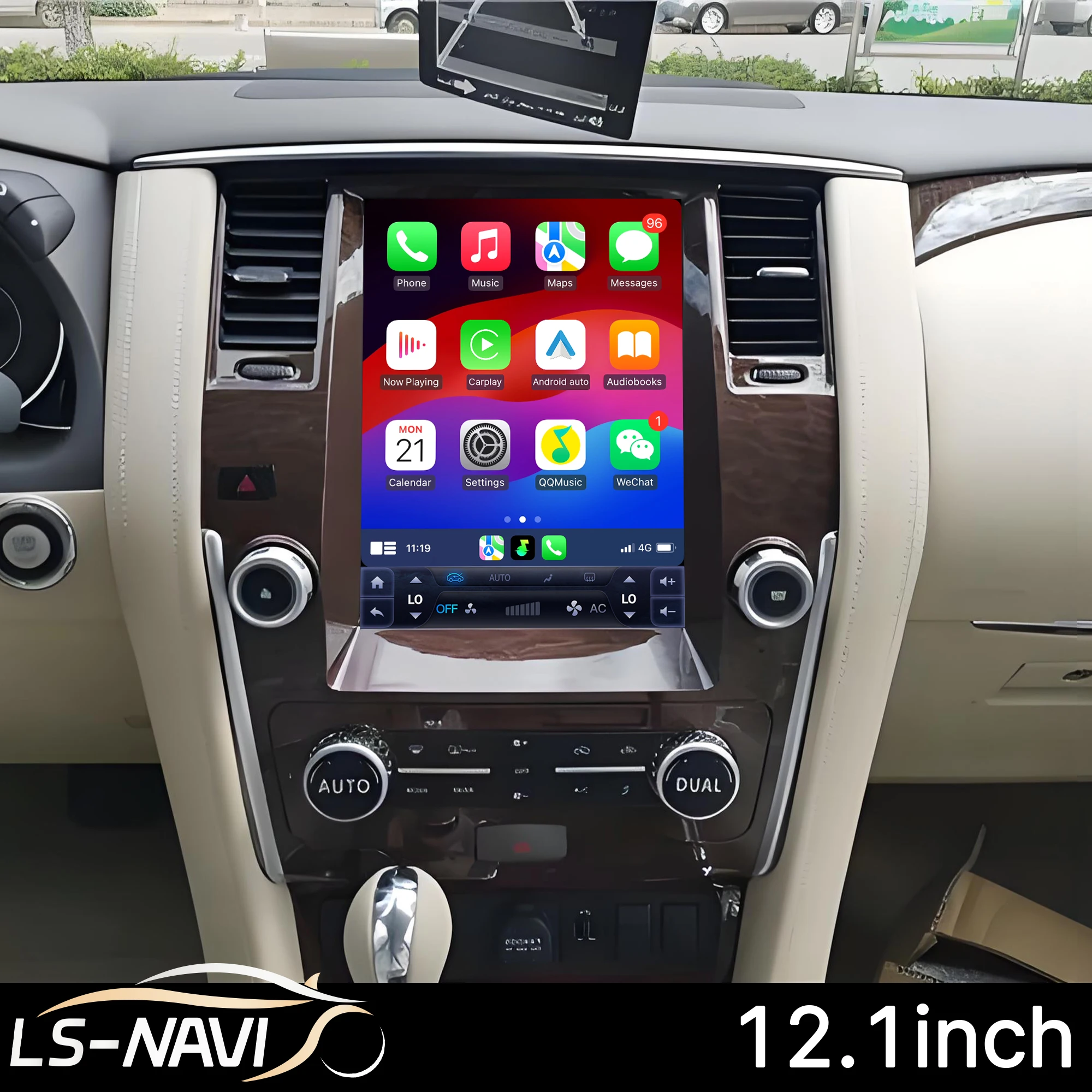 

12.1 Inch Android 14 Car Radio for Nissan Patrol Y62 Y61 2010-2020 Brown Touch Screen Wireless BT CarPlay Multimedia Head Unit