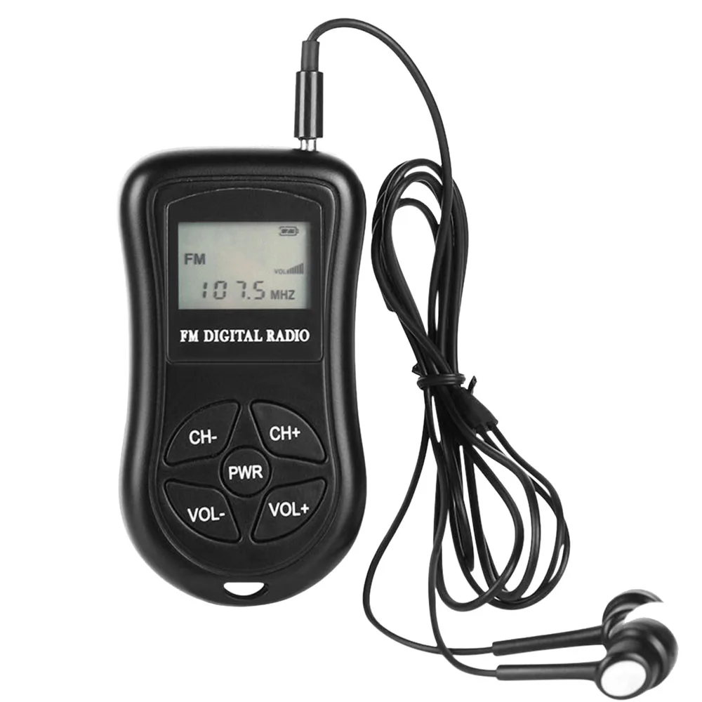 Portable Mini DSP Digital Display FM Radio Stereo Noise Reduction Conference Receiver with Wired Earphone 60-108MHz Receiver