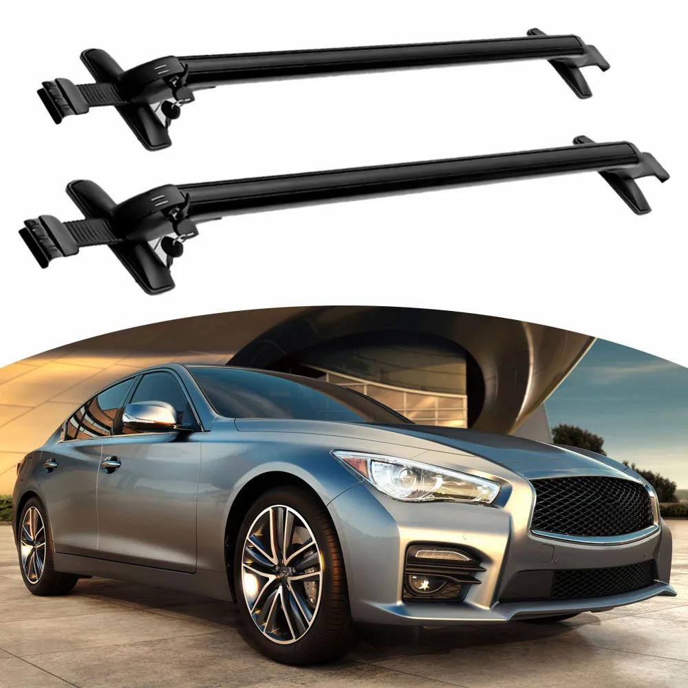 Fits for Infiniti Q50 2014-2024 2PCS Crossbar Lockable Luggage Roof Rack Rails Aluminum Kayak Cross bars
