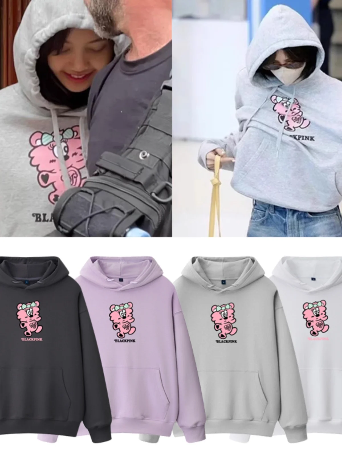 

BL Concert A Loose Hoodie Winter Fce Long Sve Sweatirt Commute Sle Cartoon Print Cotton Inner Sve Women's Jaet