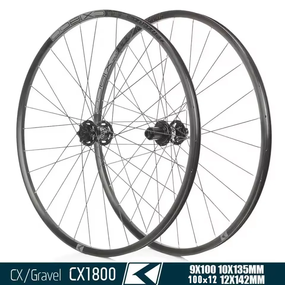 KOOZER CX1800 żwir offroad koło rowerowe tarcza ze stopu aluminium zestaw kołowy bezdętkowy gotowy do koła 700c 28H 100mm 135/142mm