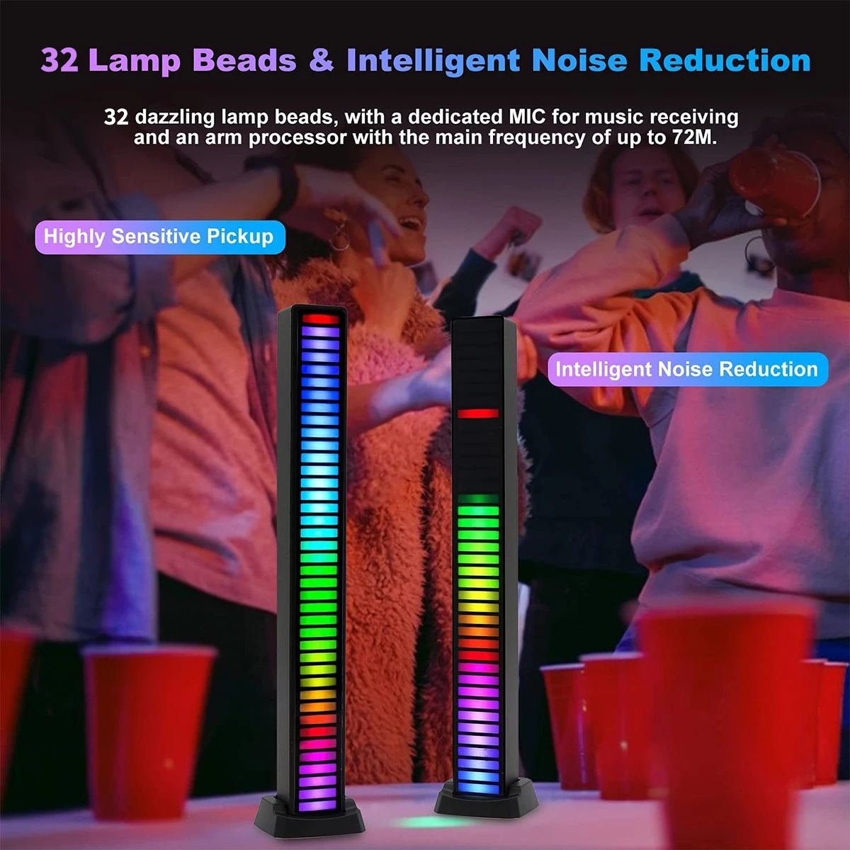 RGB LED Strip Light Music Sound Control Pickup ritmo lampada ambientale atmosfera luci notturne per Bar Car Room TV Gaming Decoration