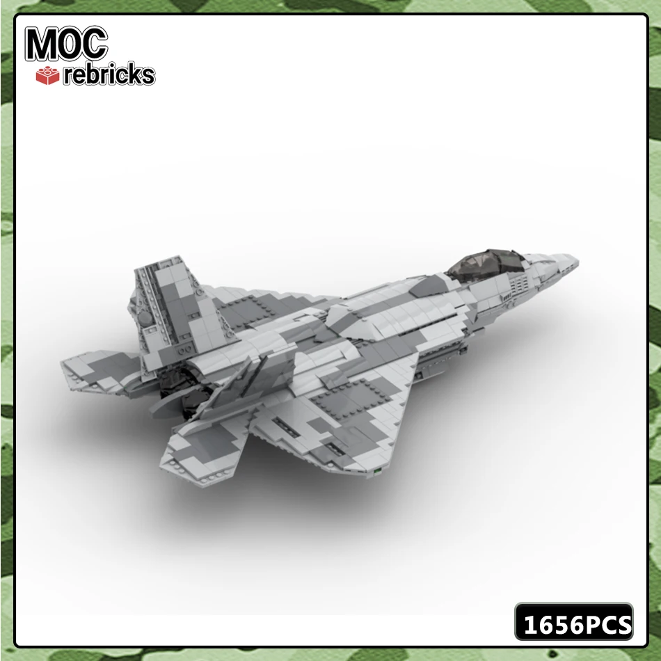 MOC 밀리터리 시리즈 빌딩 블록 모델, F-22 랩터 비행 전투 무기 부품 세트, 독창성 DIY 어린이 선물, 교육 완구