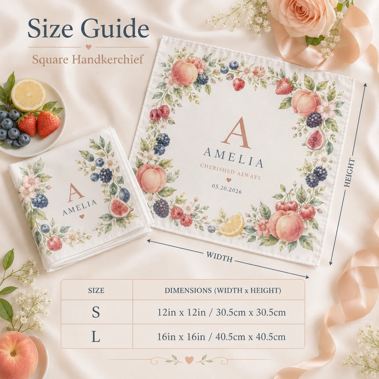 Custom Printed Handkerchief Peach Skin Fabric Square Towel Personalized Pocket Scarf Wedding Party Gift Soft Breathable Decorati