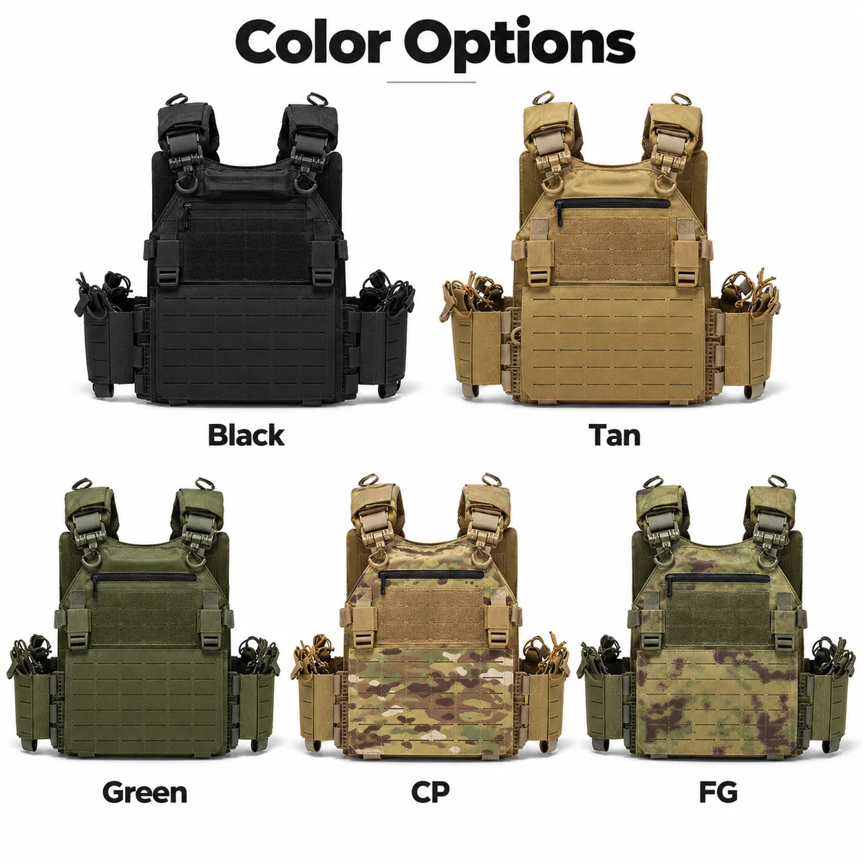 1000D Quick Release Tactical Vest Laser Cut MOLLE Modular Outdoor Training Vest Waterproof Wear Resistant Adjustable Carrier