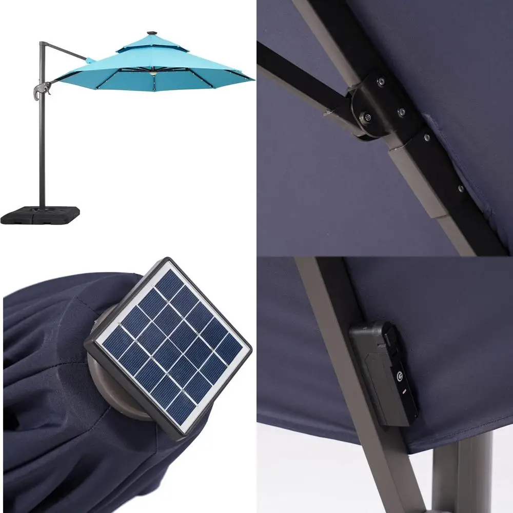 

Зонт для патио 3 м (10 футов) с LED-подсветкой, УФ-защитой, ручным подъемом, двойным вентиляционным отверстием, подходит для двора, веранды, бассейна, террасы, сада