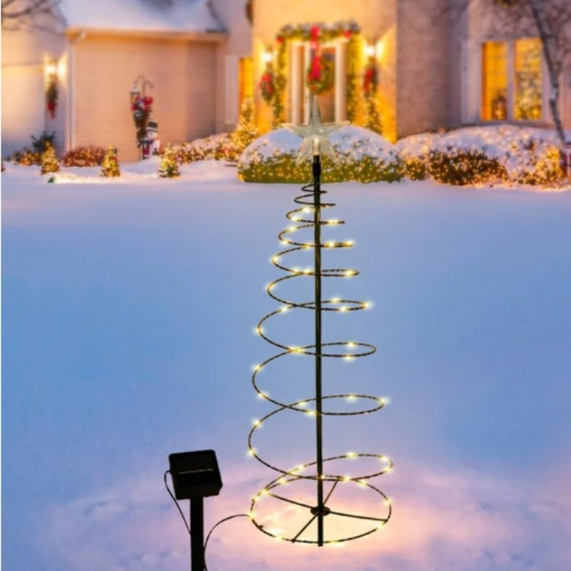 عيد الميلاد الشمسية أضواء شجرة LED في الهواء الطلق حديقة ساحة فناء الديكور لقضاء عطلة جو احتفالي زينة عيد الميلاد