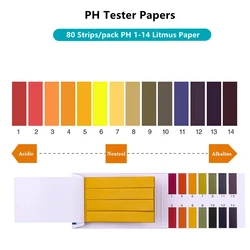 1 zestaw = 80 pasków! Profesjonalny papier lakmusowy 1-14 pH Paski testowe PH Kosmetyki wodne Paski testowe kwasowości gleby z kartą kontrolną