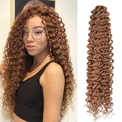 Trenzas de ganchillo de onda profunda sintética para mujer, cabello de ganchillo de onda de agua de 22 pulgadas, extensiones de cabello trenzado largo y rizado suave