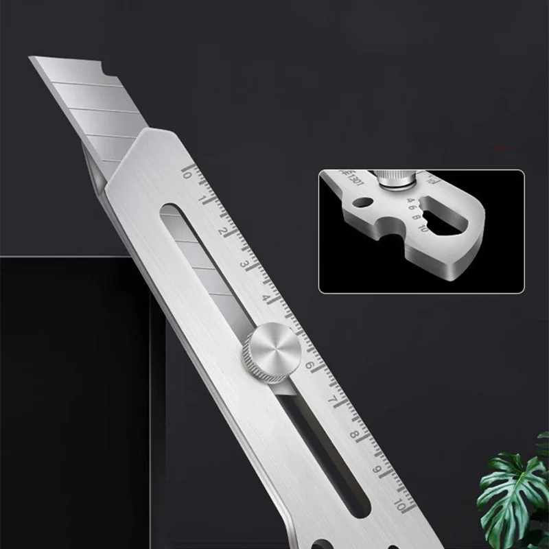 Mutipurpose Utility Knife Heave Duty Full Stainless Steel Retractable Box Cutter Multi-functional Wallpaper Art Knife