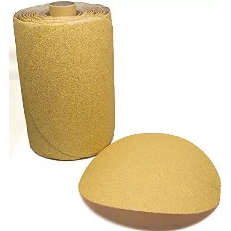 100pcs-roll 32rolls-CTN premium gold 6in Self-adhesive aluminum oxide PSA sandpaper discs 600 grit stickyback sanding rolls